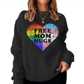Lgbt Free Mom Hugs Daisy Rainbow Heart Lgbt Pride Month Women Sweatshirt | Mazezy DE