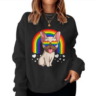 Lgbt French Bulldoggys Dog Gay Pride Rainbows Lgbtq Women Sweatshirt | Mazezy