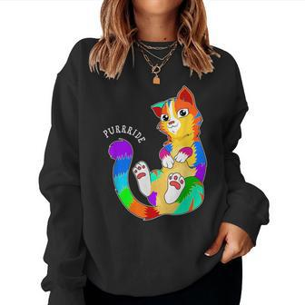 Lgbt Gay Pride Equal Rights Rainbow Queer Gay Cat Women Sweatshirt | Mazezy