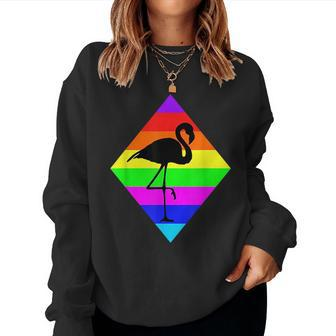 Lgbt Gay Pride Equal Rights Rainbow Queer Gay Flamingo Women Sweatshirt | Mazezy