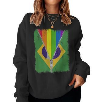 Lgbt Gay Pride Rainbow Brazil Flag Brazilian Women Sweatshirt | Mazezy CA
