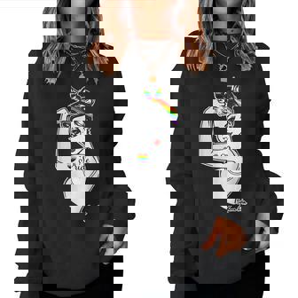 Lgbt Girl Power Heart Lgbt Flag Lgbt Pride Month Gay Pride Women Sweatshirt | Mazezy