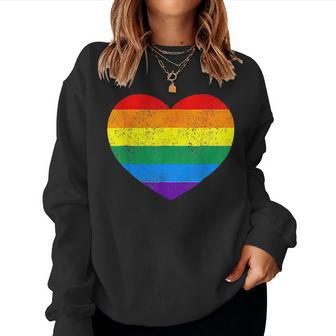 Lgbt Heart Rainbow Flag Gay Les Pride Support Lgbtq Parade Women Sweatshirt | Mazezy