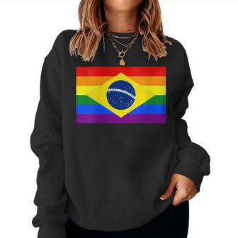 Lgbt Pride Brazilian Flag - Lgbtqia Brazil Women Sweatshirt | Mazezy