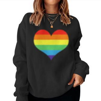 Lgbt Pride Rainbow Flag Heart Love Women Sweatshirt | Mazezy
