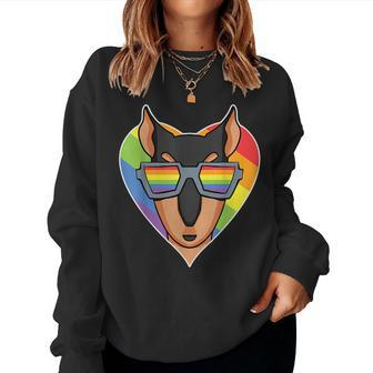 Lgbt Rainbow - Dog Doberman Pinscher - Gay Pride - Dog Owner Women Sweatshirt | Mazezy