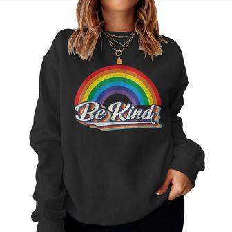 Lgbtq Ally Be Kind Gay Pride Lgbt Rainbow Flag Retro Sweatshirt | Mazezy UK