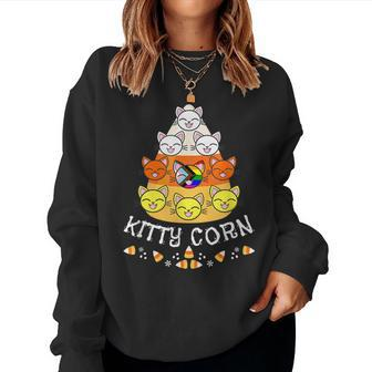 Lgbtq Gay Lesbian Halloween Fall Cat Candy Corn Kitty Corn Lesbian Women Sweatshirt | Mazezy