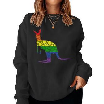 Lgbtq Gay Pride Rainbow Flag Love Heart- Australia Kangaroo Women Sweatshirt | Mazezy