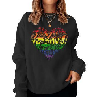 Lgbtq Gay Pride Rainbow Flag Love Heart - Field Golf Player Women Sweatshirt | Mazezy
