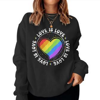 Lgbtq Love Is Love Gay Pride Lgbt Ally Rainbow Flag Vintage Pride Month s Women Sweatshirt | Mazezy CA