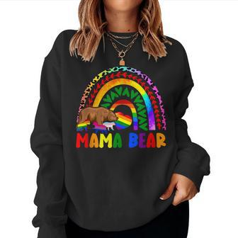 Lgbtq Mama Bear Support Lgbt Flag Gay Pride Month Rainbow Women Sweatshirt | Mazezy
