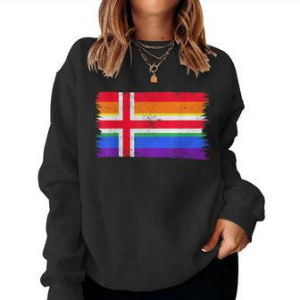 Lgbtq Rainbow Flag Of Iceland Gay Pride Women Sweatshirt | Mazezy