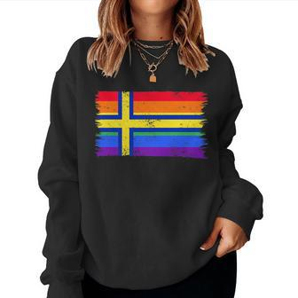 Lgbtq Rainbow Flag Of Sweden Swedish Gay Pride Women Sweatshirt | Mazezy CA