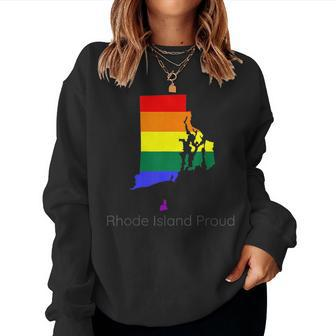 Lgbtq Rhode Island Gay Pride Proud Rainbow Flag Love Is Love Women Sweatshirt | Mazezy