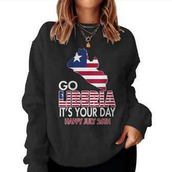 Liberia Its Your Independence Day Love Liberia Flag Map Women Sweatshirt | Mazezy
