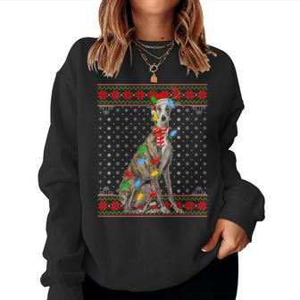 Lighting Dog Xmas Ugly Sweater Santa Greyhound Dog Christmas Women Sweatshirt | Mazezy