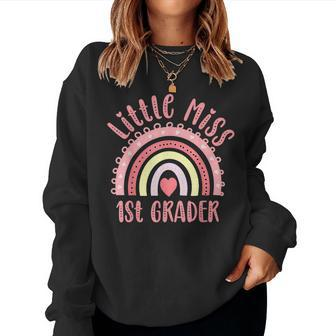 Little Miss 1St First Grader Rainbow Girls Back To School Women Sweatshirt - Seseable