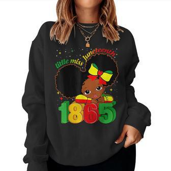 Little Miss Junenth 1865 Black Girl Melanin Toddler Kids Women Crewneck Graphic Sweatshirt - Seseable
