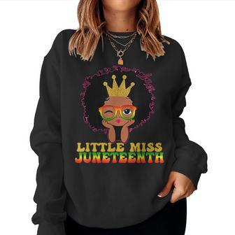 Little Miss Junenth Celebrate June 19Th Black Girl Kid Women Sweatshirt | Mazezy