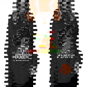 Little Miss Junenth Remembering My Ancestors Black Girl Women Sweatshirt | Mazezy
