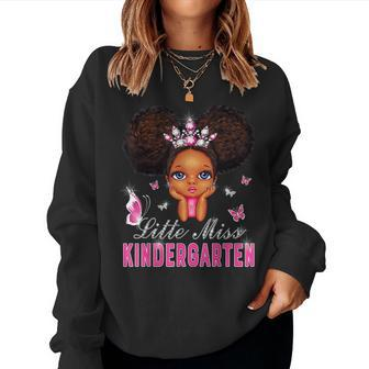Little Miss Kindergarten Back To School For Girls 100 Days Women Crewneck Graphic Sweatshirt - Seseable