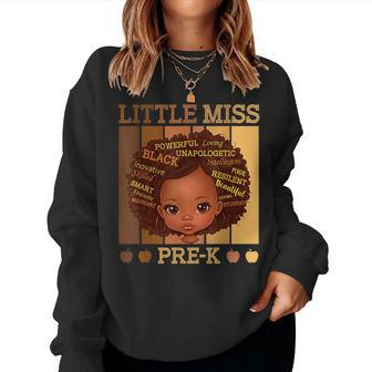 Little Miss Prek Black Girls Back To School Pre-K Student Women Sweatshirt | Mazezy