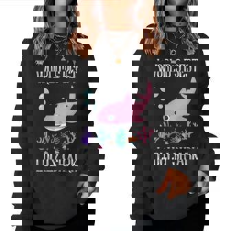 Lolly Grandma Gift Worlds Best Lolly Shark Women Crewneck Graphic Sweatshirt - Seseable