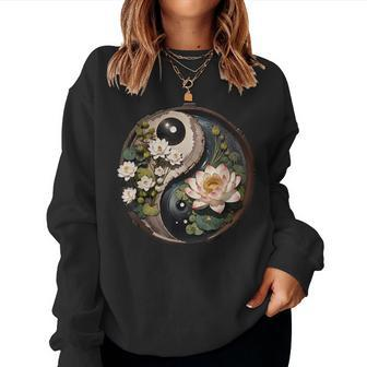 Lotus Flower Pond Yin Yang Women Sweatshirt | Mazezy
