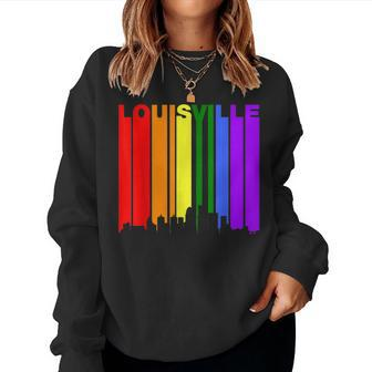 Louisville Kentucky Lgbtq Gay Pride Rainbow Skyline Women Sweatshirt | Mazezy