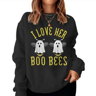 I Love Her Boo Bees Couples Halloween Adult His Women Sweatshirt - Thegiftio UK