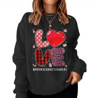 Love Ephysical Science Teacher Leopard Buffal Valentine Women Sweatshirt | Mazezy