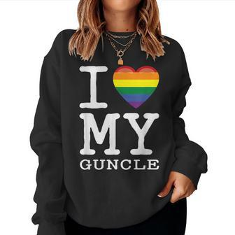 I Love My Guncle Gay Homosexual Rainbow Heart Uncle Nephew Women Sweatshirt | Mazezy AU