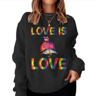 Love Is Love Queer Flamingo Gay Flamingo Lgbtqueer Women Sweatshirt | Mazezy