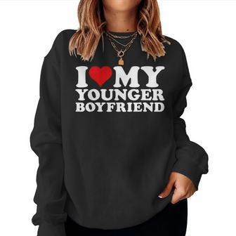 I Love My Younger Boyfriend Groovy Retro Women Sweatshirt - Monsterry