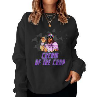 Macho-The Cream Of The Crop Wrestling Christmas Funny Women Crewneck Graphic Sweatshirt - Seseable