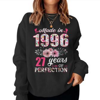 Made In 1996 Floral 27 Year Old 27 Th Birthday Gifts Women Women Crewneck Graphic Sweatshirt - Monsterry