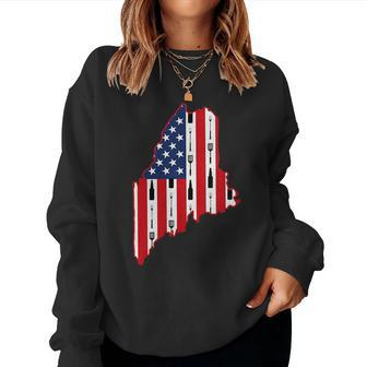 Maine Usa Fourth July 4Th Fathers Dad Bbq Beer Summer Beer Women Sweatshirt | Mazezy