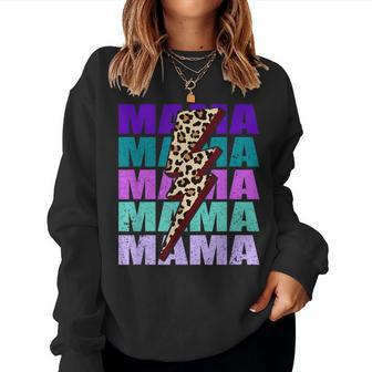 Mama Leopard Lightning Bolt For Women Sweatshirt | Mazezy