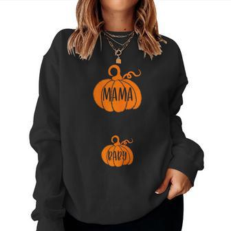 Mama Pumpkin Baby Pumpkin Pregnant Thanksgiving Pregnancy Women Sweatshirt | Mazezy