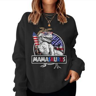 Mamasaurus T Rex Dinosaur Mama Saurus Usa Flag 4Th Of July For Mama Women Sweatshirt | Mazezy AU