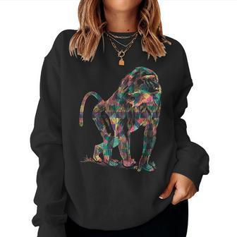 Mandrill Abstract Color Summer Monkey Baboon Lover Girl Women Sweatshirt | Mazezy