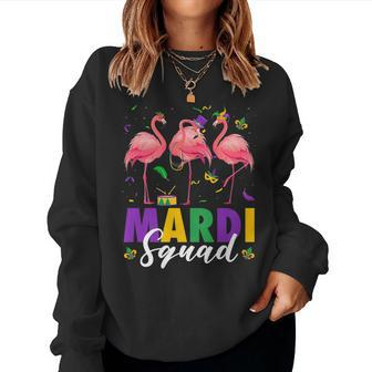 Mardi Squad Jester Flamingo Mardi Gras Fat Tuesday Parade Women Sweatshirt | Mazezy