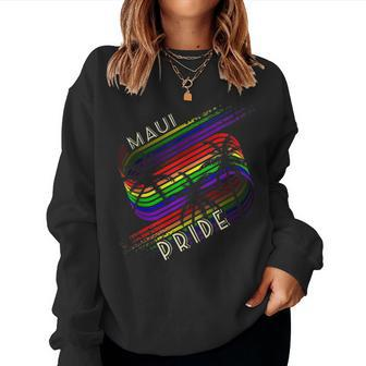 Maui Pride Gay Pride Lgbtq Rainbow Palm Trees Women Sweatshirt | Mazezy