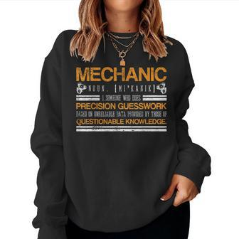 Mechanic Questionable Knowledge Garage Shift Tracks Race Car Mechanic Women Sweatshirt | Mazezy