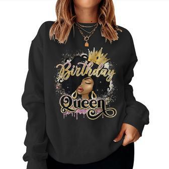 Melanin Birthday Queen African American Afro Girls Women Sweatshirt - Seseable