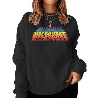 Melbourne City Gay Pride Rainbow Word Women Sweatshirt | Mazezy