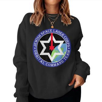Men Women Secret Jewish Space Laser Corps Mazel Tov Funny Women Crewneck Graphic Sweatshirt - Seseable
