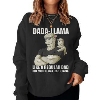 Mens Dada Llama More Llama Less Drama With Alpaca Son Fathers Day Women Crewneck Graphic Sweatshirt - Thegiftio UK