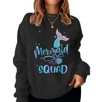 Mermaid Squad Cute Girls Birthday Squad Mermaid Tail Party Women Crewneck Graphic Sweatshirt - Monsterry AU